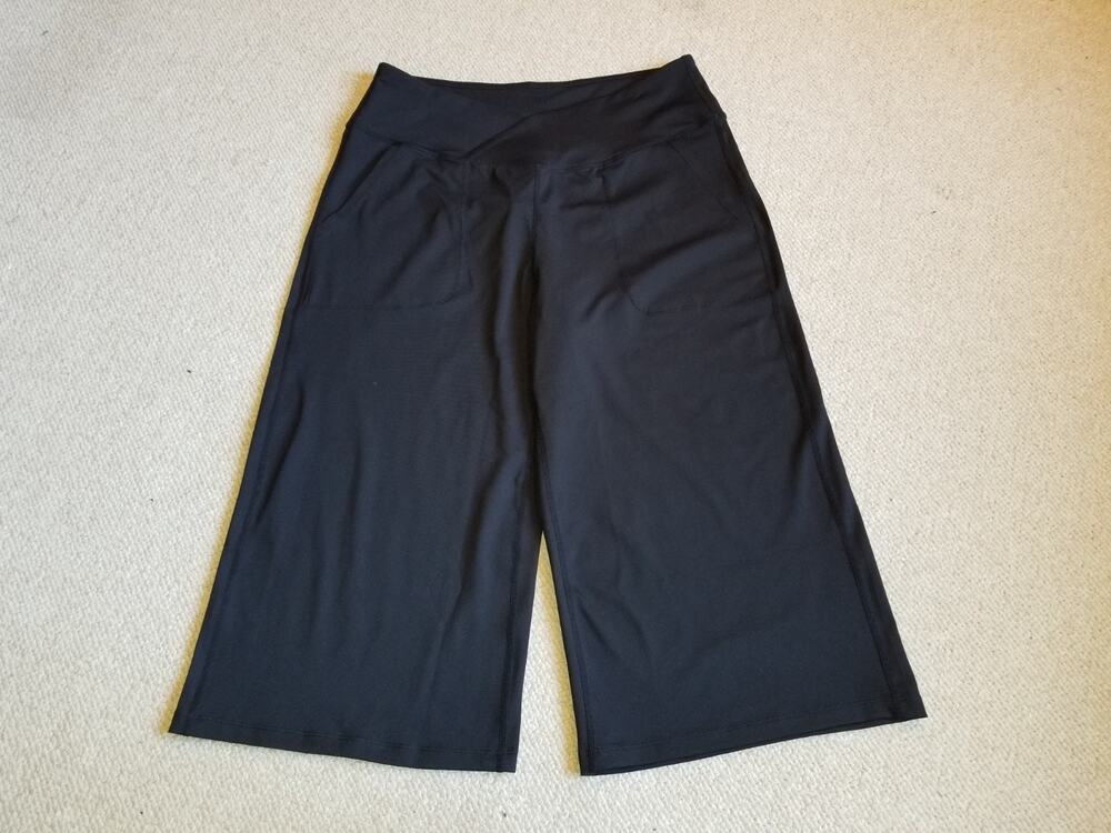 NWT Womens Pants-BALEAF-black stretch performance pull on wide leg cropped-XL